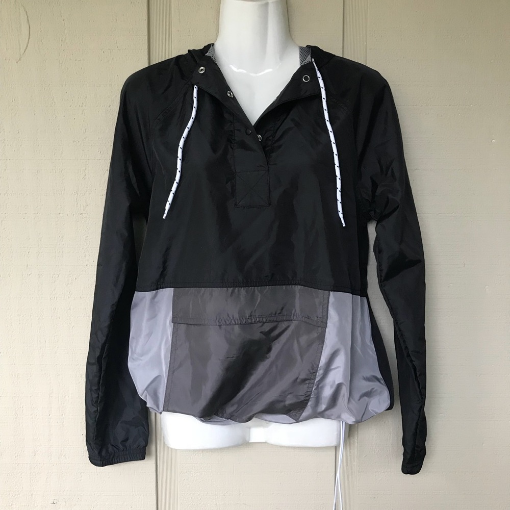 Black and grey windbreaker